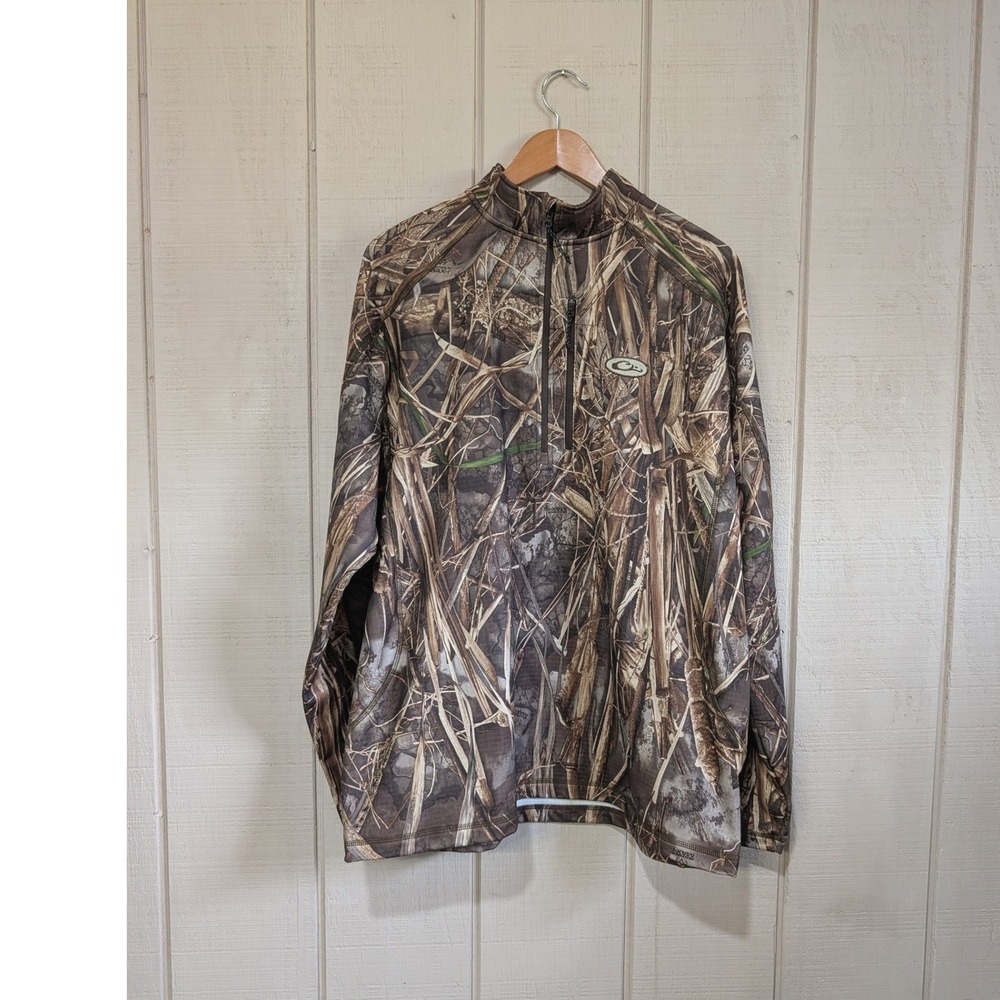 Drake Waterfowl Systems Camo Quarter‎ Zip Pullover Grid Fleece Mens XL Hunting